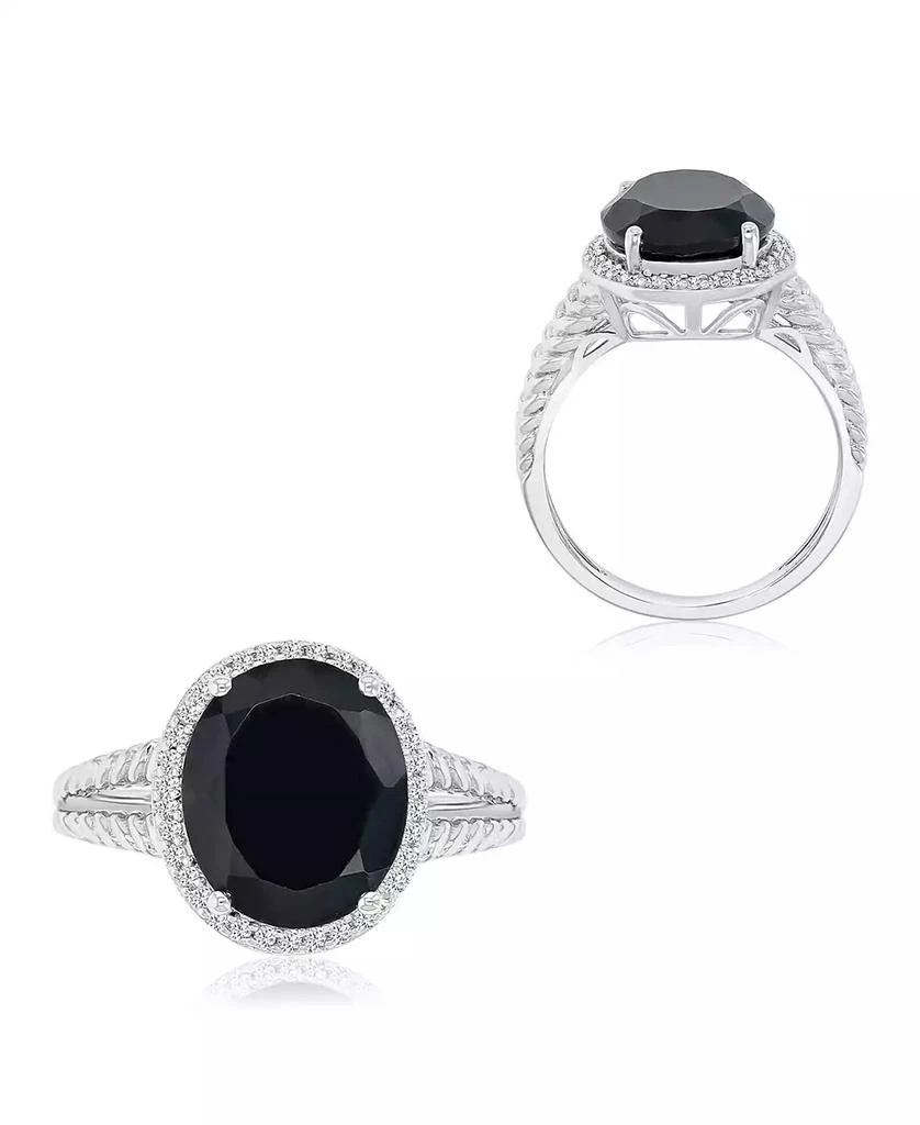 Macy
s Onyx (4.4 ct. t.w.) and Sapphire Halo Ring in Rhodium Over Sterling Silver 3