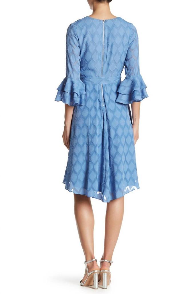 Gabby Skye Gabby Skye - Bell Above Knee Sleeve Tie Waist Wrap Dress
