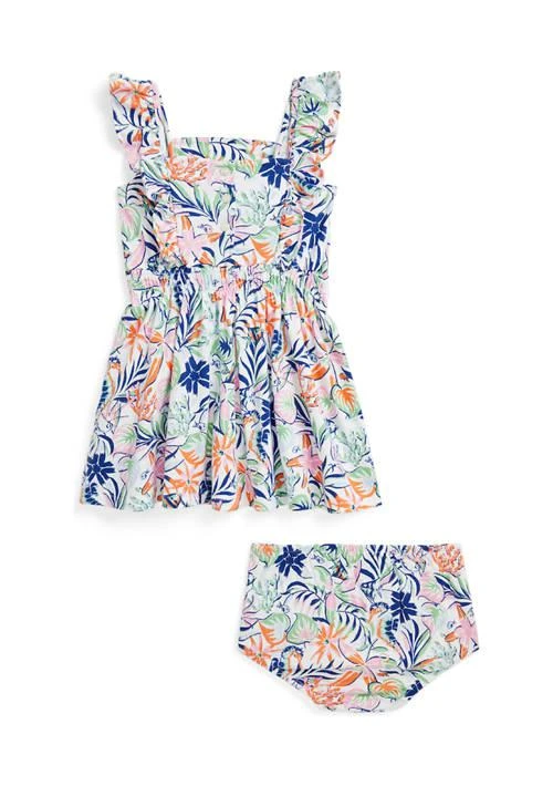 Ralph Lauren Lauren Childrenswear Baby Girls Tropical Printed Cotton Dress And Bloomer 2