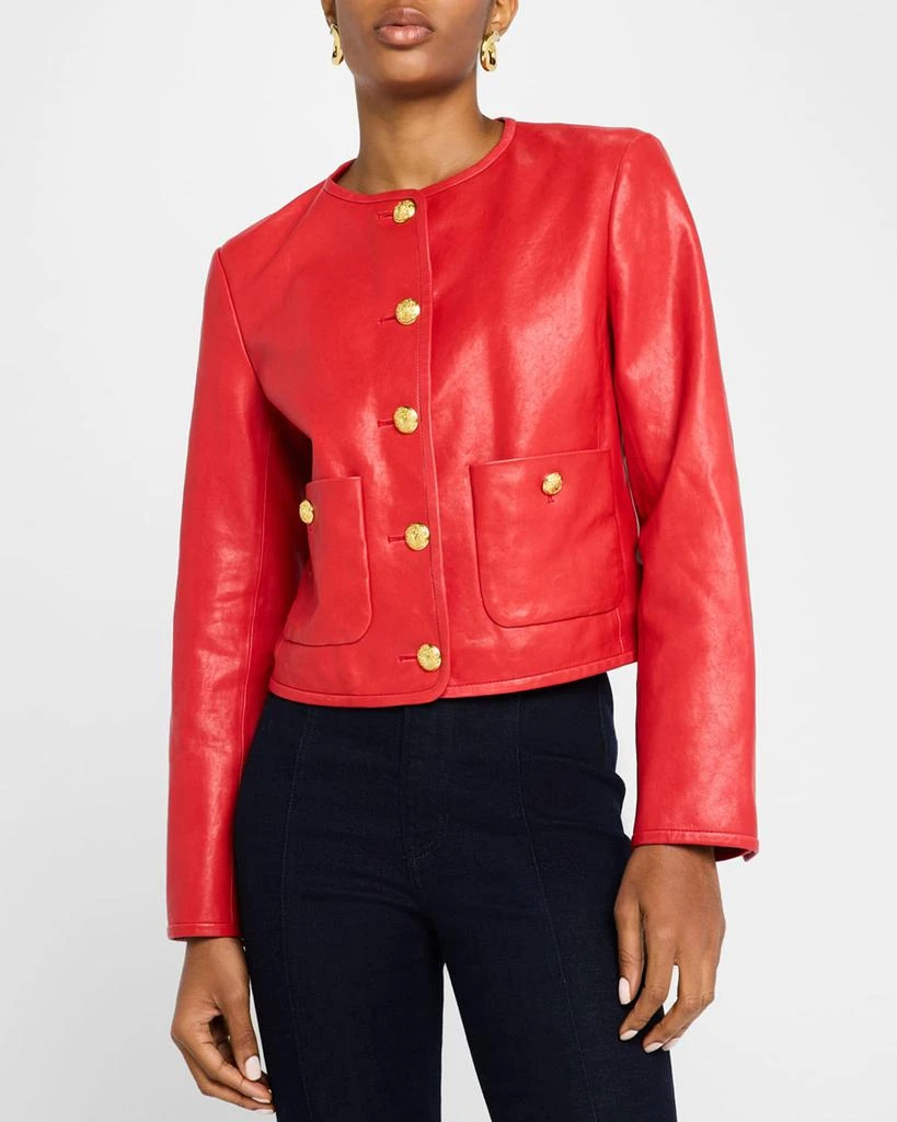 VERONICA BEARD Andrea Button-Down Leather Jacket 4