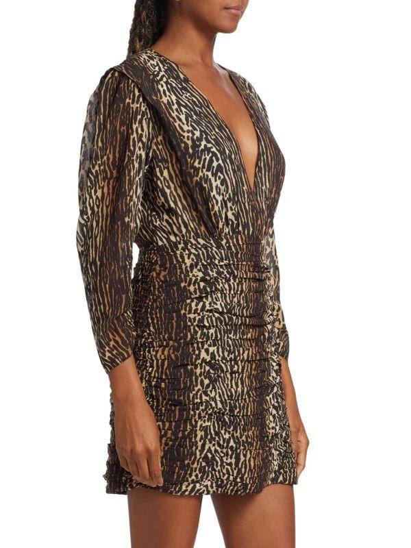 Rixo Golden Leopard Stretch Silk Mini Dress 3