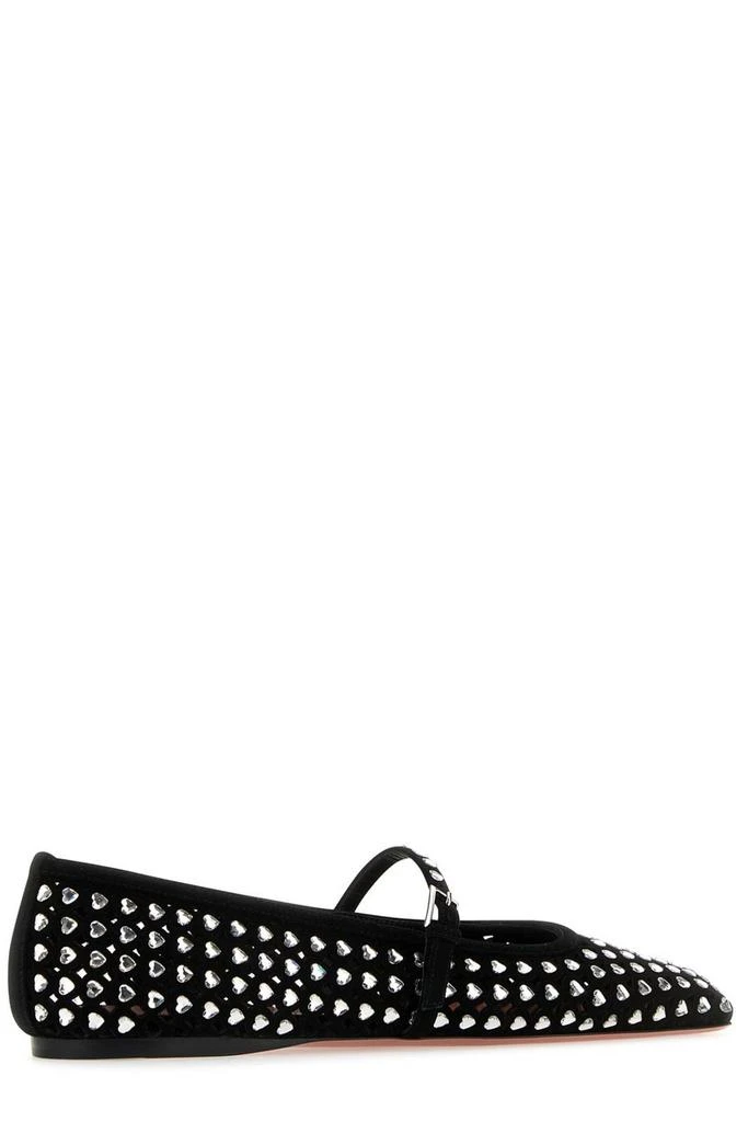Amina Muaddi Amina Muaddi Ane Heart Embellished Flat Shoes 3