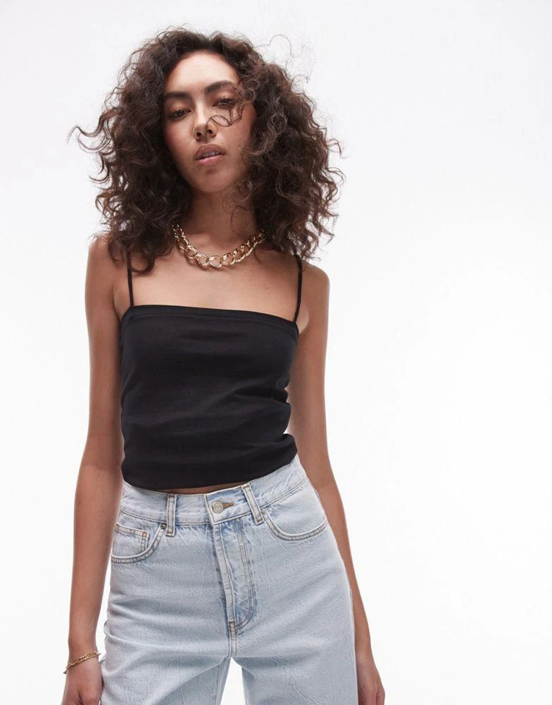 Topshop Tall Topshop tall spaghetti strap tube top in black 1