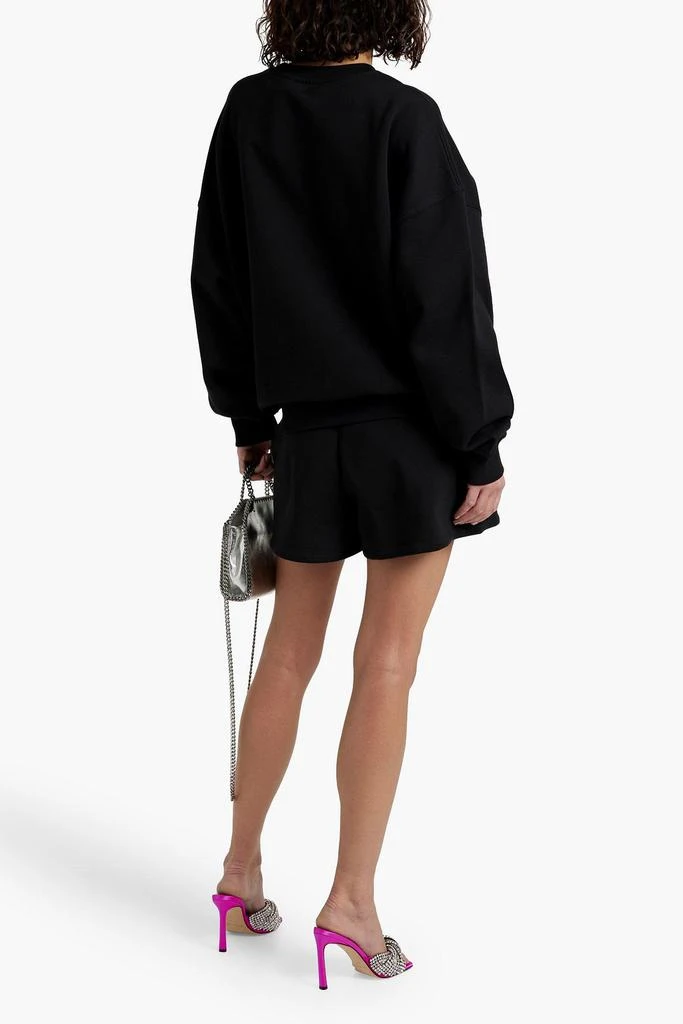 ROTATE Birger Christensen Crystal-embellished cotton-fleece shorts 3