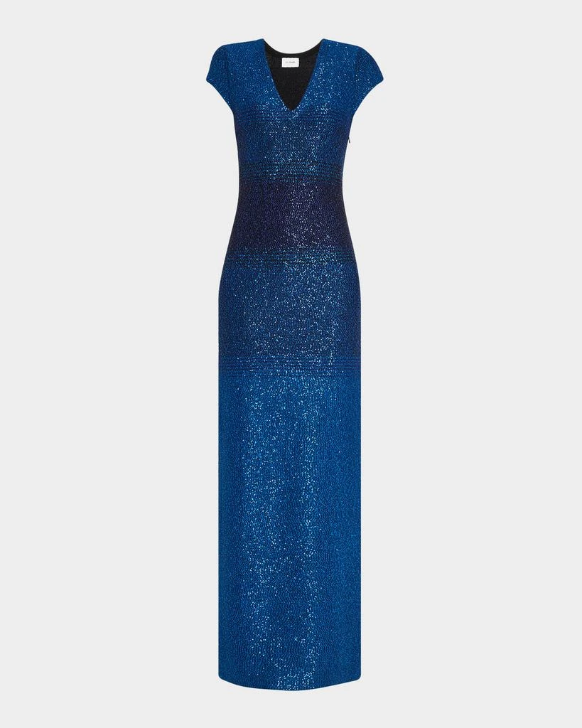 V-Neck Degrade Sequin Knit Short-Sleeve Gown  On Sale Now with Up to 56%  Off | Discover Exclusive Deals & Savings at BeyondStyle  Authentic St. John  dresses|Women|gowns|women's clothing|women with Limited-Time Discounts,