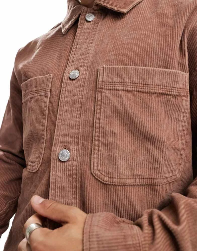 Abercrombie & Fitch Abercrombie & Fitch cord shirt jacket in rust 3