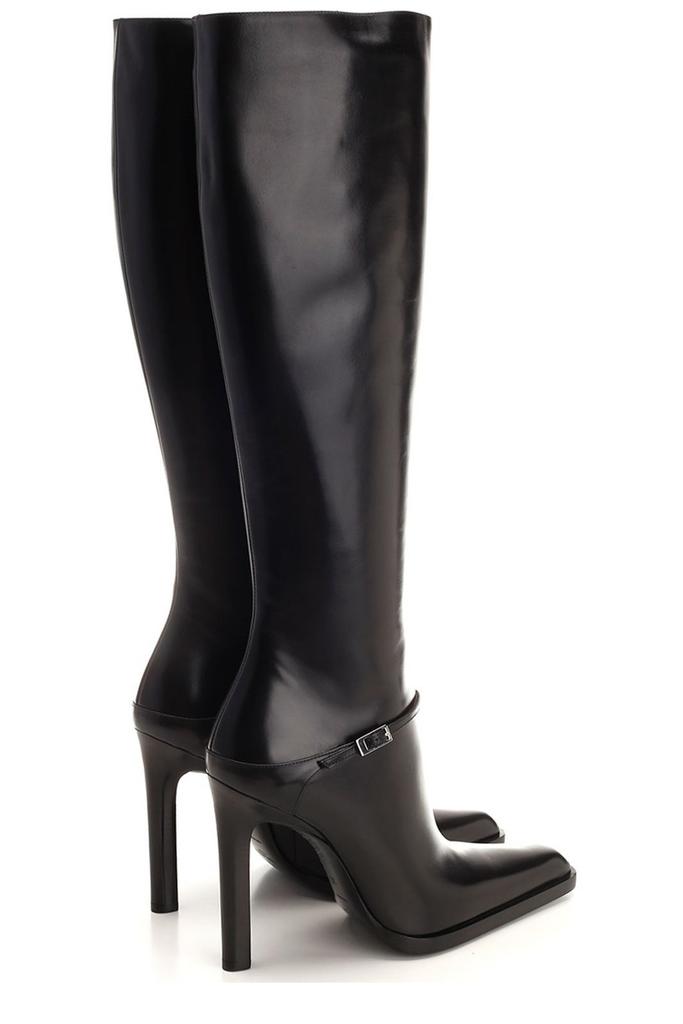 Shop Saint Laurent Buckle Detailed Square Toe Boots on Sale at