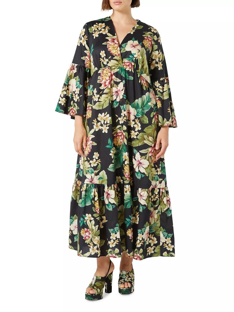 Marina Rinaldi Plus Medeola Floral Satin Maxi Dress