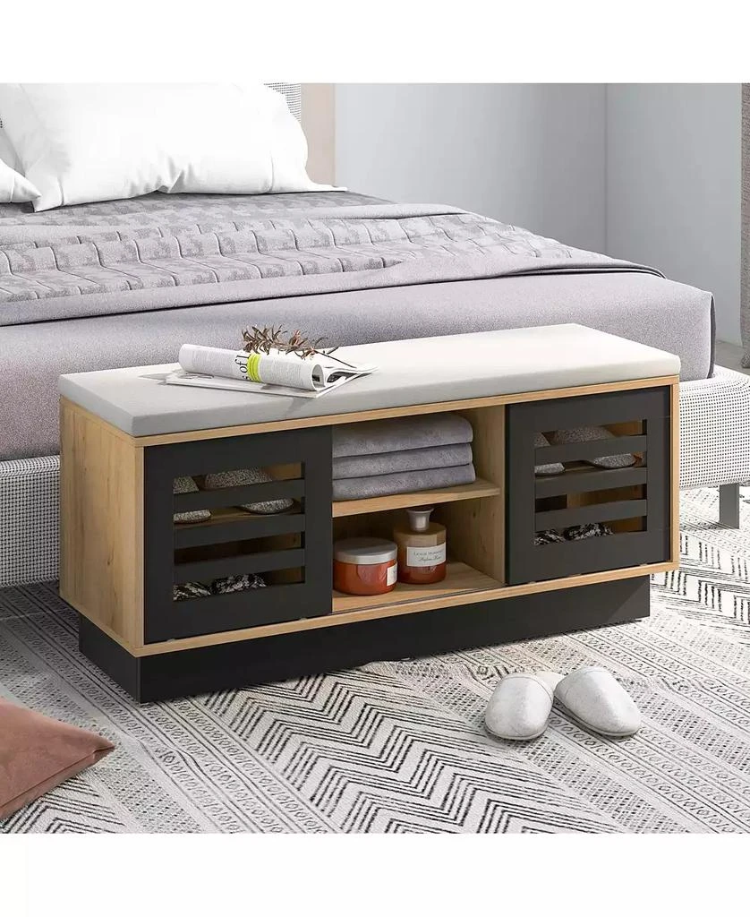 Costway Shoe Storage Bench with Cushion and Shoe Rack Organizer for Entryway 7