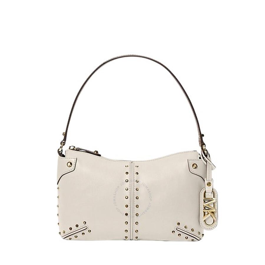 Michael Kors Astor Studded Large Leather Handbag in Light Cream