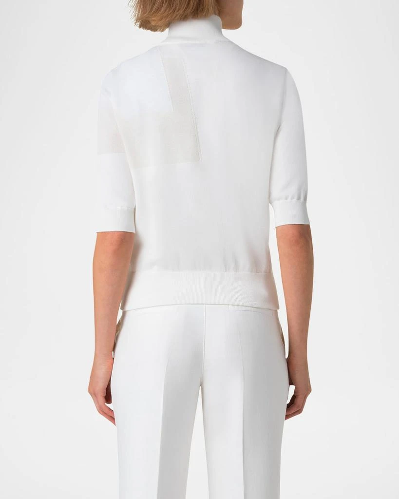 Akris Trapeze Jacquard Elbow-Sleeve Zip Cardigan 3