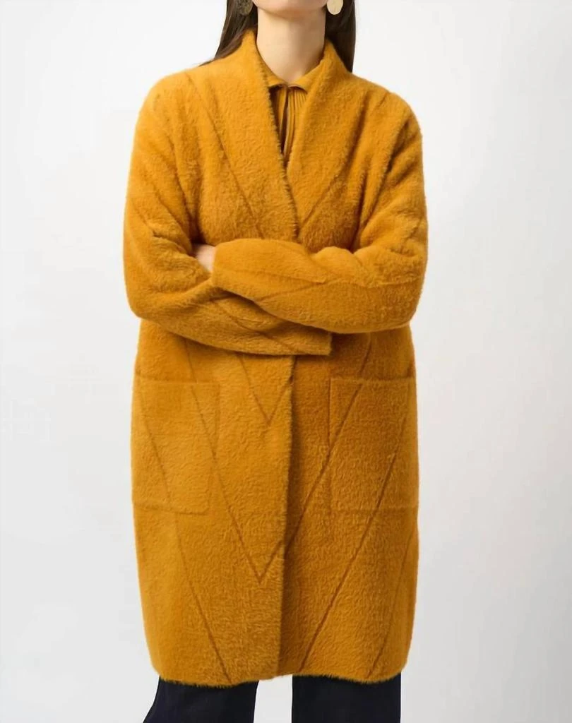 JOSEPH RIBKOFF Feather Yarn Sweater Knit Coat In Medallion