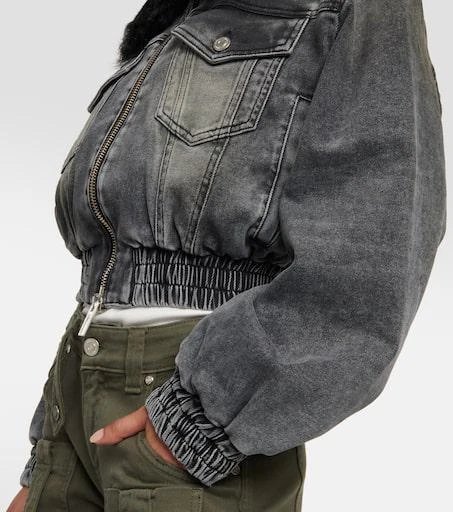 BLUMARINE Faux fur-trimmed denim jacket 5