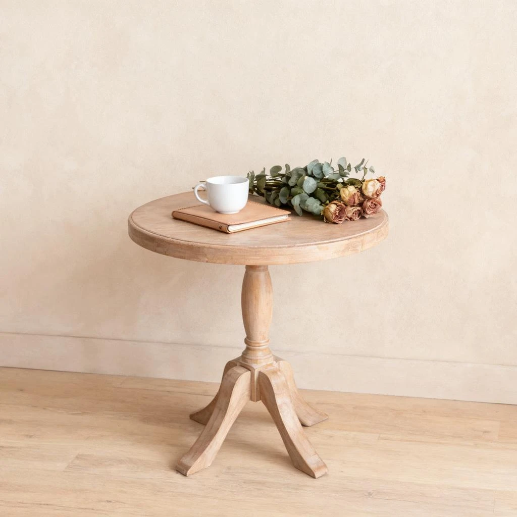 Streamdale Furniture Streamdale 23.6" Round Wooden End Table, 2 Heights Available, Natural 2