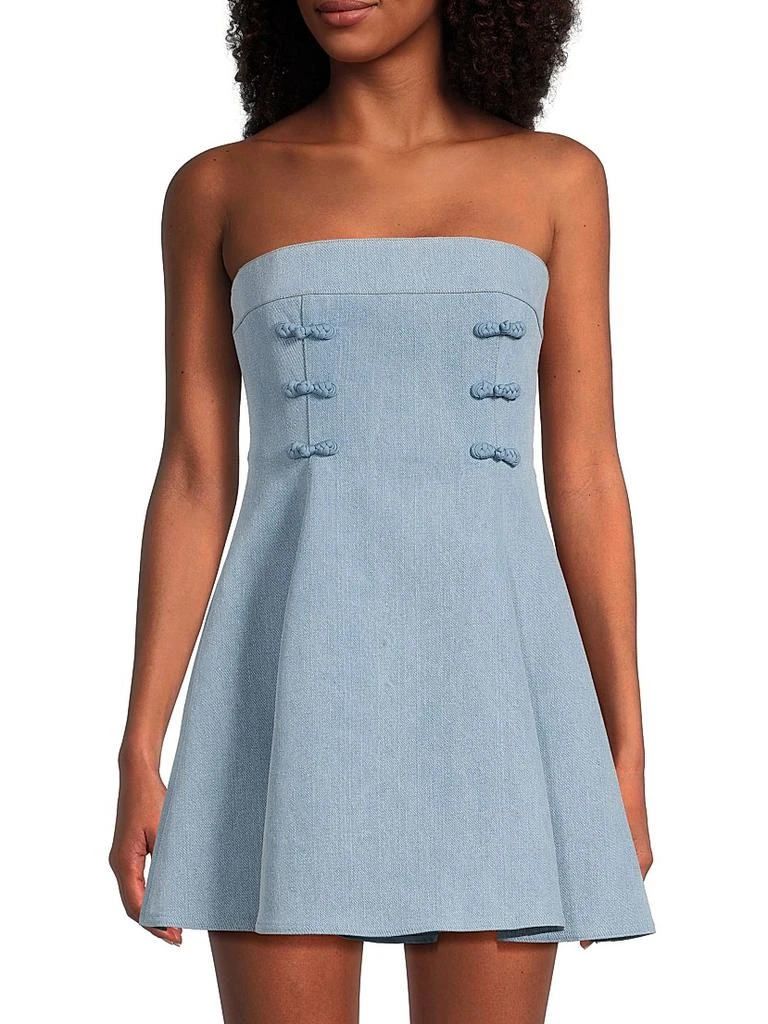 SAU LEE Tai Denim Strapless Minidress 3