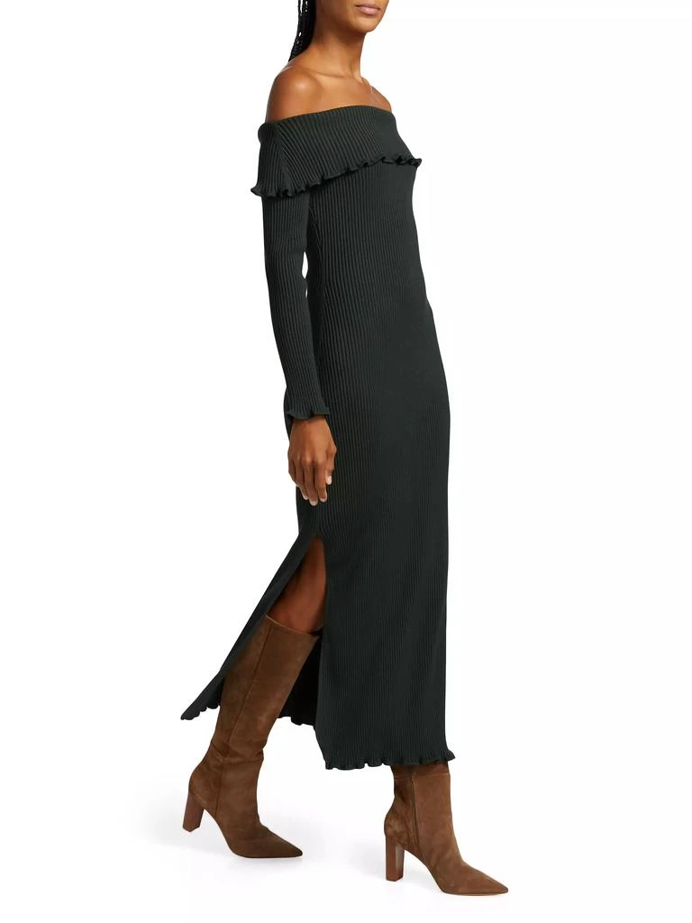AMUR Meadow Rib-Knit Off-The-Shoulder Midi-Dress 2