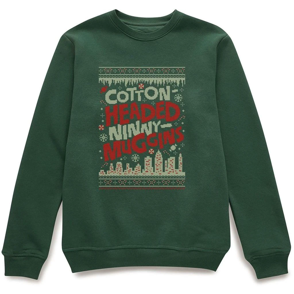 Elf Elf Cotton-Headed-Ninny-Muggins Knit Christmas Sweater - Forest Green 1