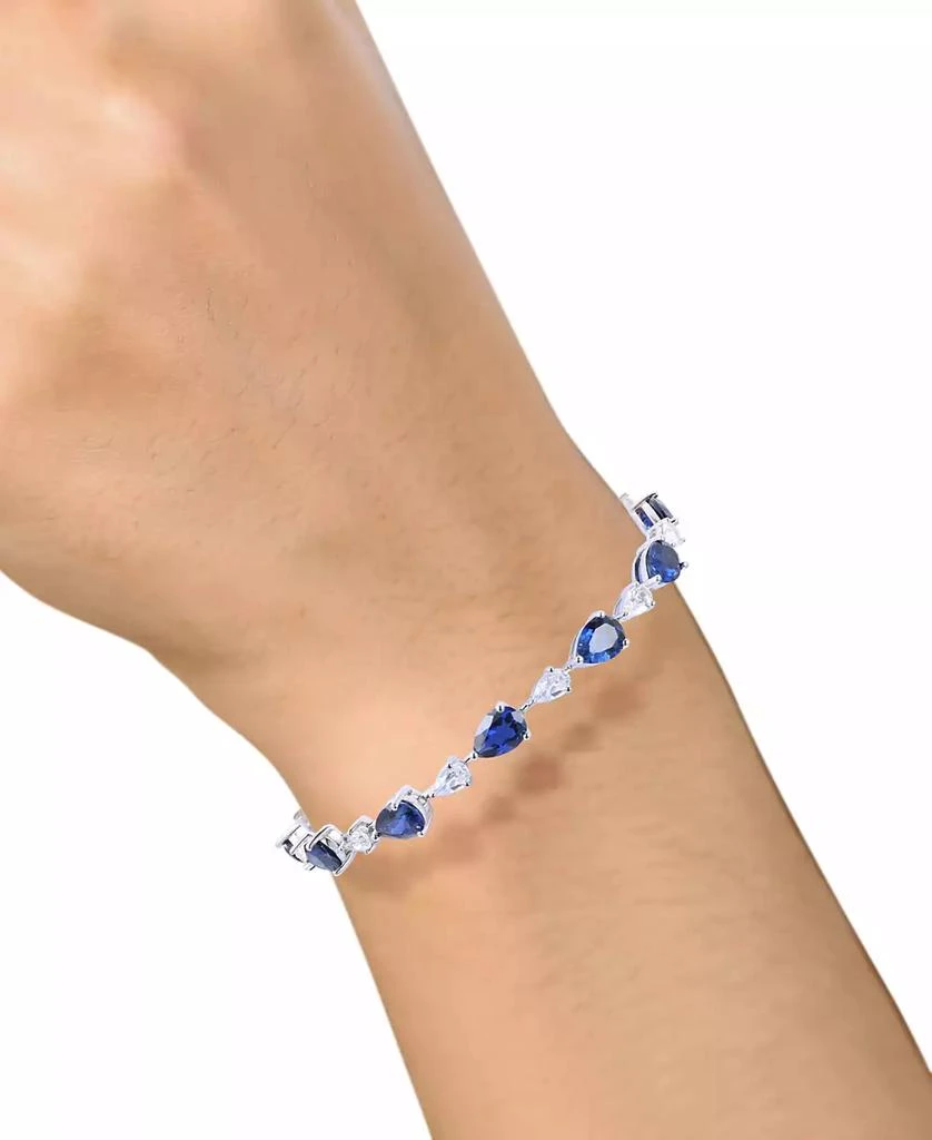 Macy's Lab Grown Blue Sapphire (10-1/2 ct. t.w.) & Lab Grown White Sapphire (2-3/4 ct. t.w.) Pear Link Bracelet in Sterling Silver 2