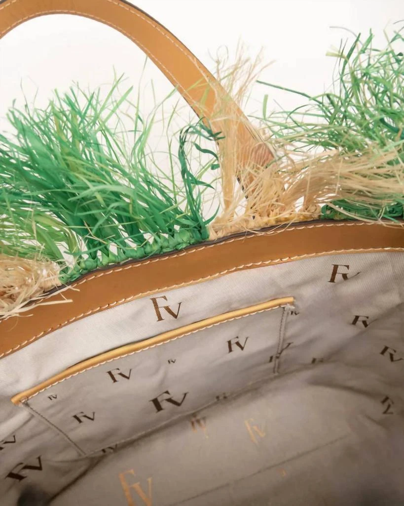 Frances Valentine Frances Valentine - Women's Alfie Fringe Raffia Tote Bag With Leather Handle 2