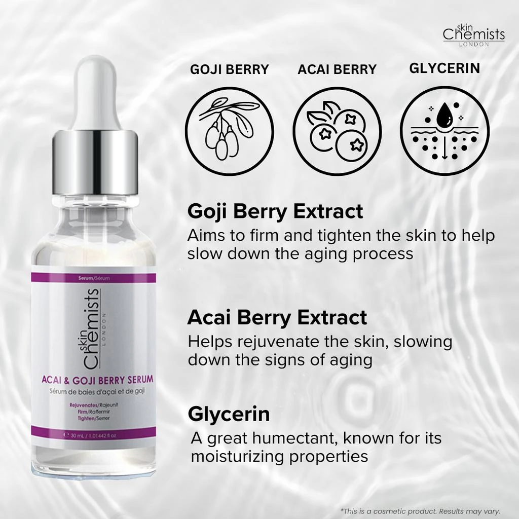 skinChemists Acai & Goji Berry Serum 30ml Twin Value Savings Pack 6