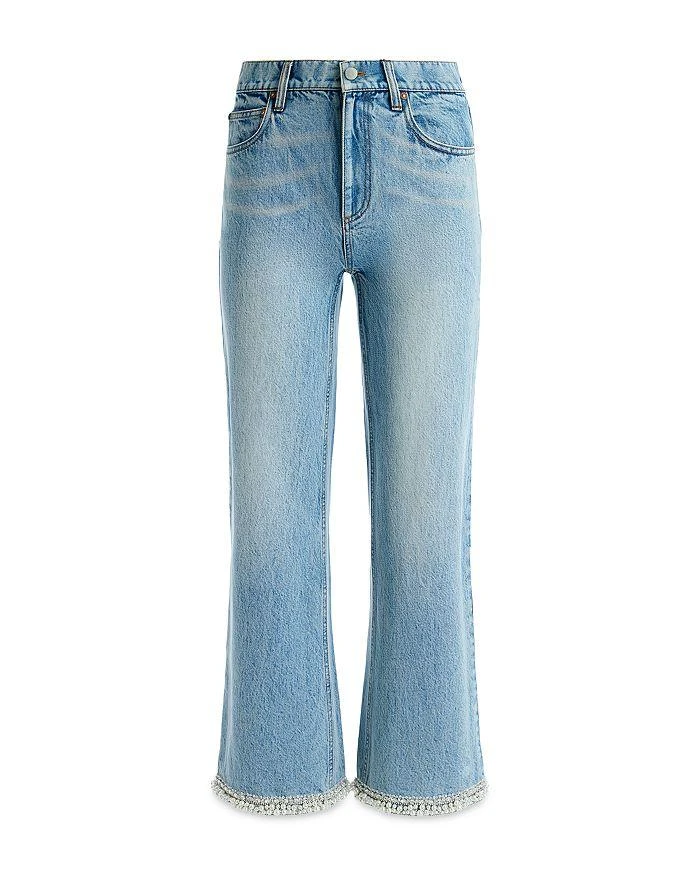 Alice + Olivia Ora High Rise Embellished Jeans in Rockstblue 6