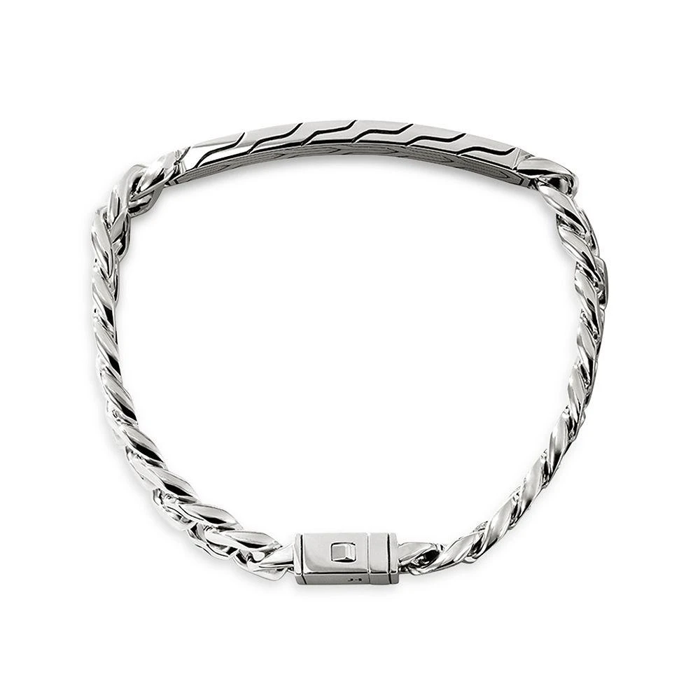 John Hardy Men
s Sterling Silver Carved Chain ID Plate Curb Link Bracelet 4