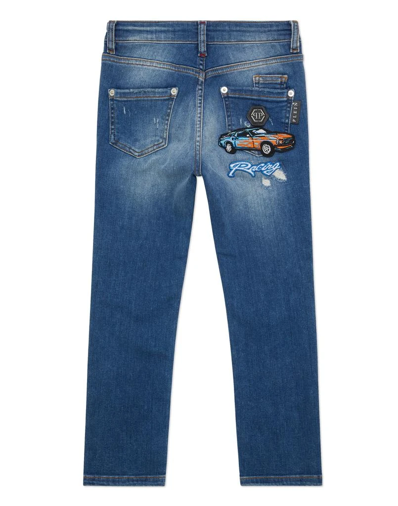Philipp Plein Denim Super Straight Cut Trousers Cars Racing 2