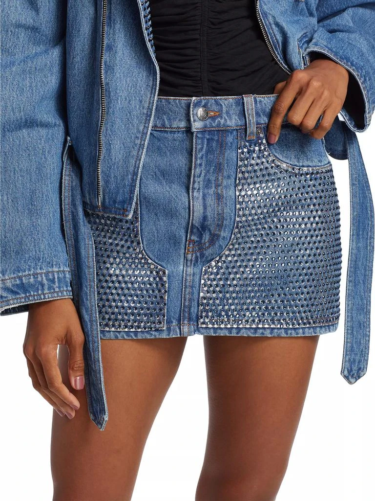 Area Crystal Embellished Denim Miniskirt 6