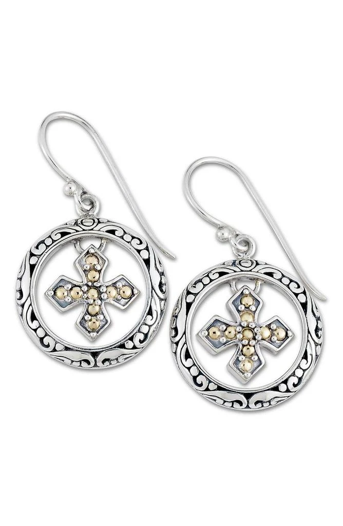SAMUEL B. Sterling Silver 
18K Gold Cross Earrings