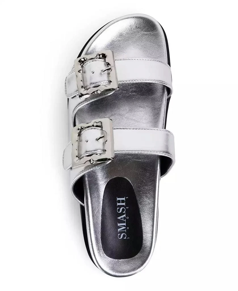 SMASH Shoes Women's Kaia Double Band Buckle Sporty Flatform Footbed Slide Sandals - Extended Sizes 10-14 4