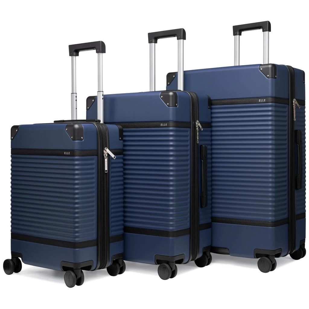 ELLE Belleville 3 Piece Expandable Retro Spinner Luggage Set | Burgundy 9