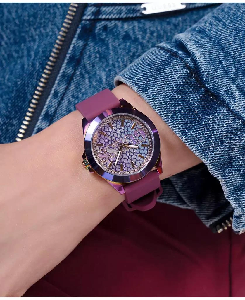 GUESS Women's Analog Purple Silicone Watch 36mm 7