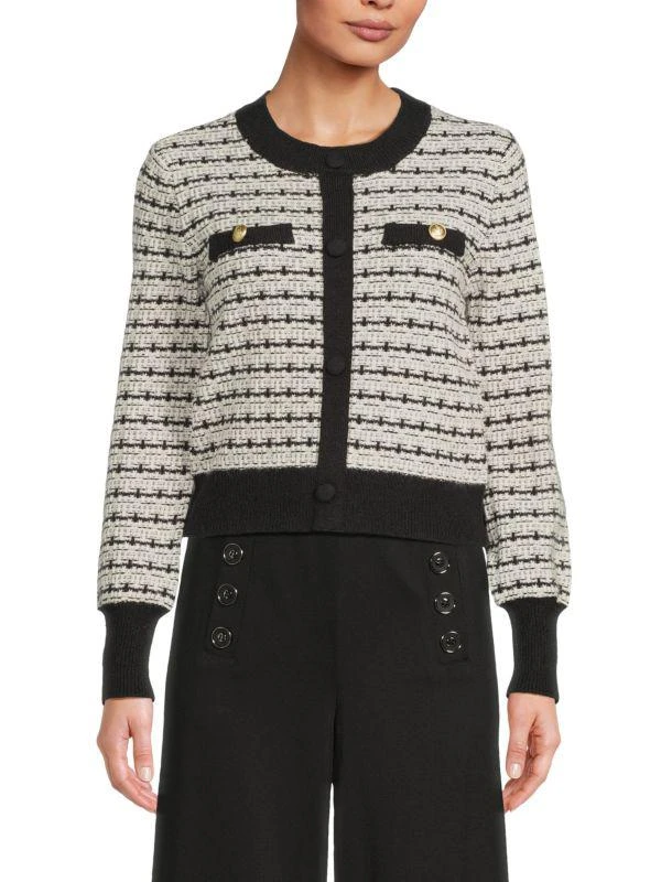 Ellen Tracy Two Tone Faux Button Sweater 1