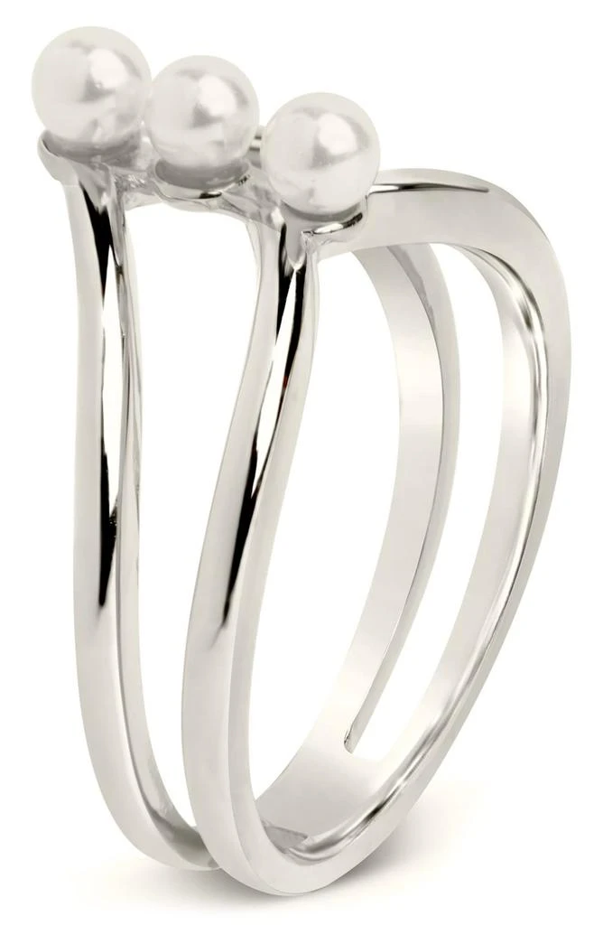 Sterling Forever Sterling Silver Triple 3.5mm Freshwater Pearl Cutout Ring 4