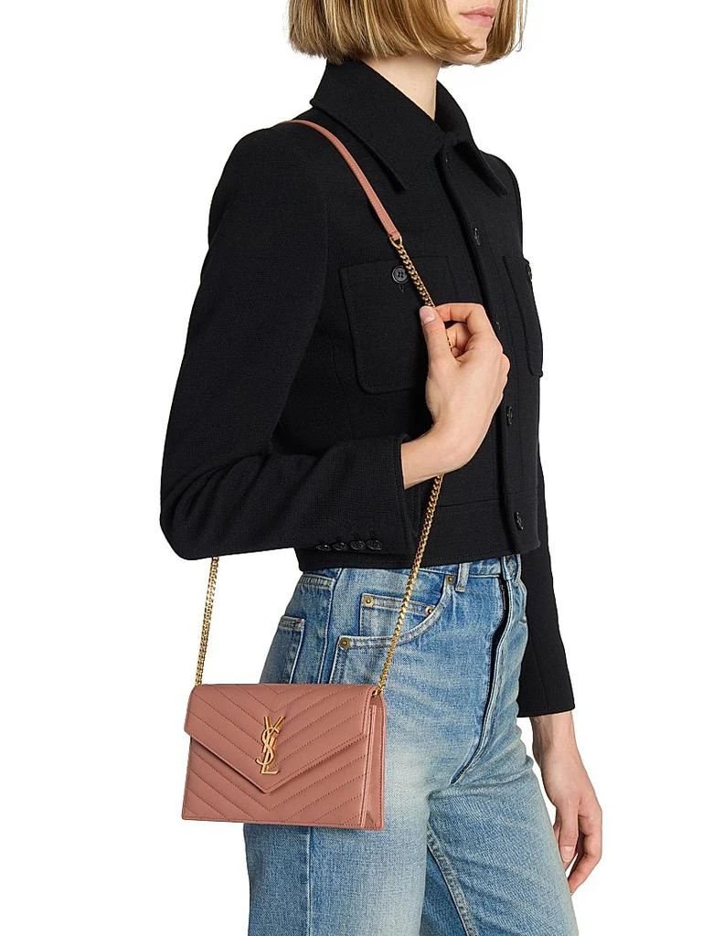 Yves Saint Laurent Cassandre Envelope Chain Wallet in Lambskin 3