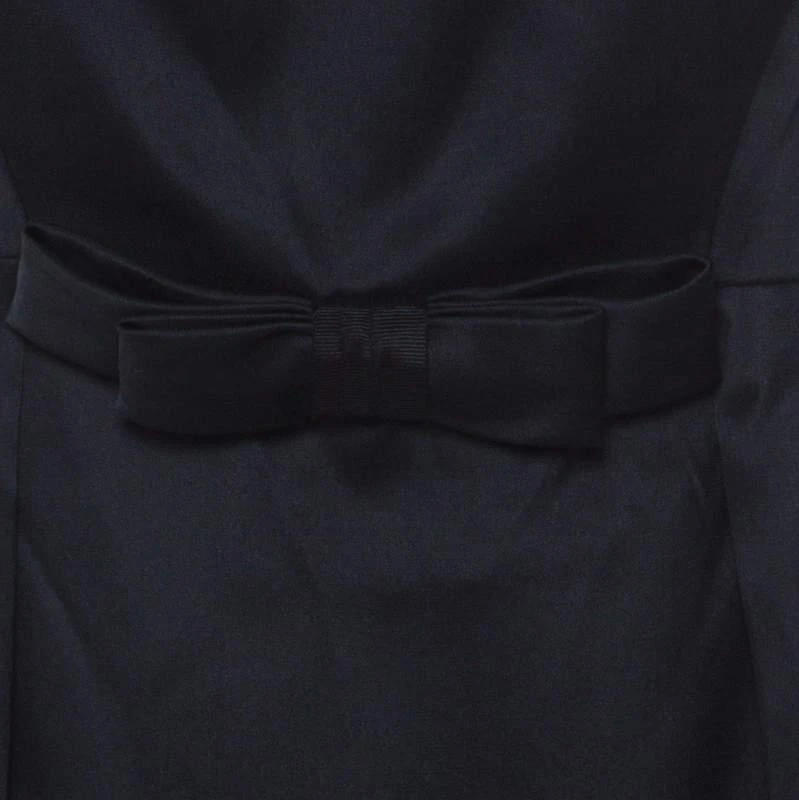 Issa Issa Black Silk Puff Sleeve Front Bow Detail Short Dress L 4