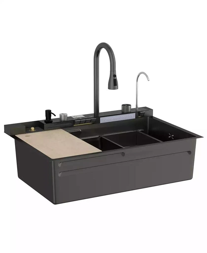 LALAHOO 31.5-Inch Drop-In Single Bowl 304 Stainless Steel Kitchen Sink, Pull-Down Faucet Kitchen Set