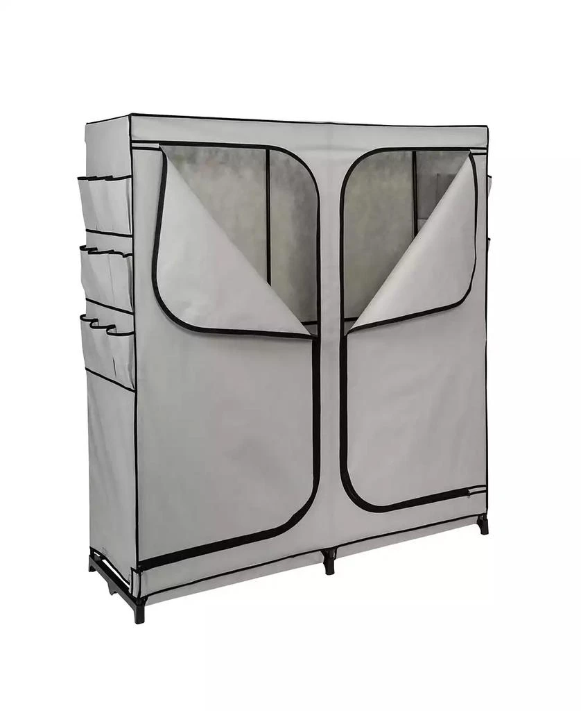 Honey Can Do Wide 2 Door Portable Closet with Cover Side Pockets Wardrobe, 60" 4
