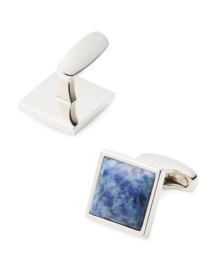 LINK UP Blue Stone Silver Tone Cuff Links