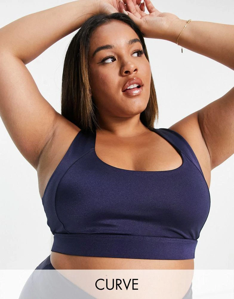 ASOS ASOS 4505 Curve mid support sports bra in sheen 1