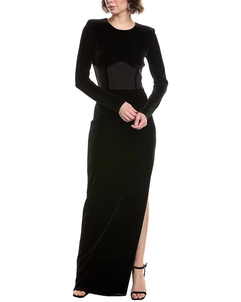 black halo evening dresses Lizzi Faux Leather Midi Dress - Black main image 1