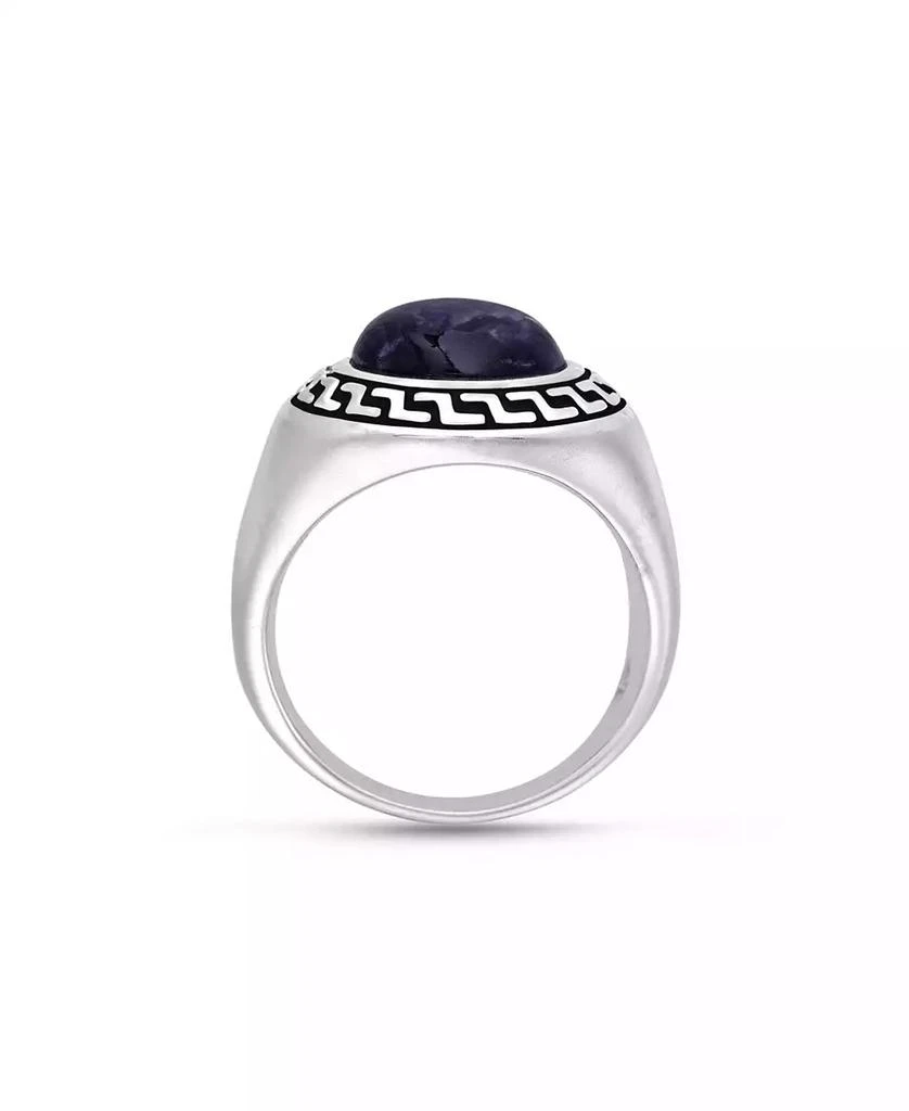 LuvMyJewelry Dark Blue Sodalite Gemstone Sterling Silver Signet Men Ring in Black Rhodium 2