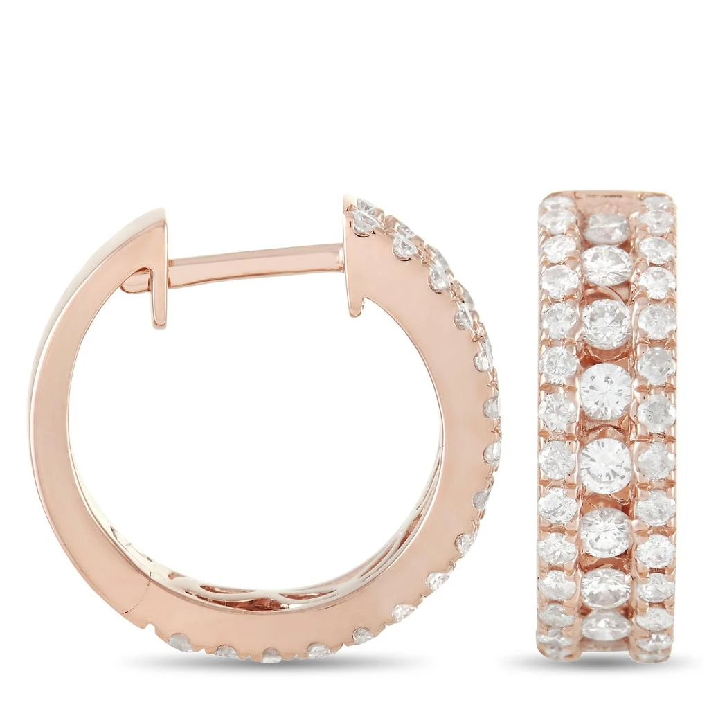 Non Branded 14K Rose Gold 1.0ct Diamond Hoop Earrings 2