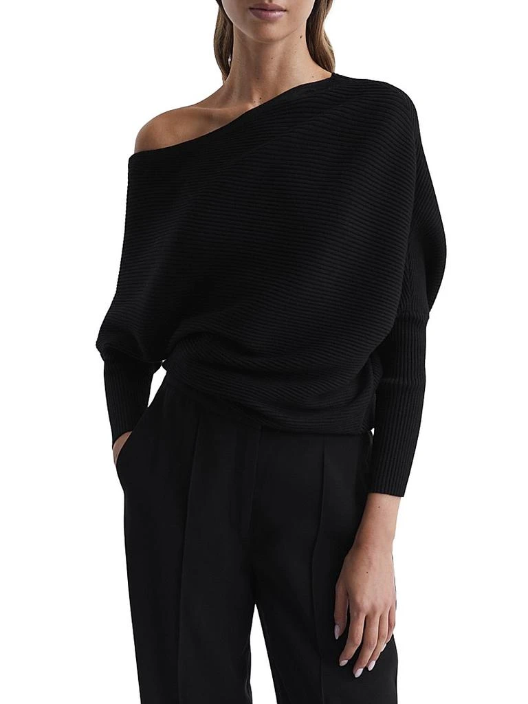 REISS Lorna Ribbed One-Shoulder Sweater 3