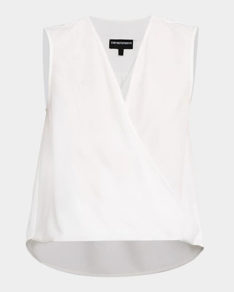 Emporio Armani Sleeveless Faux-Wrap Crepe Shell
