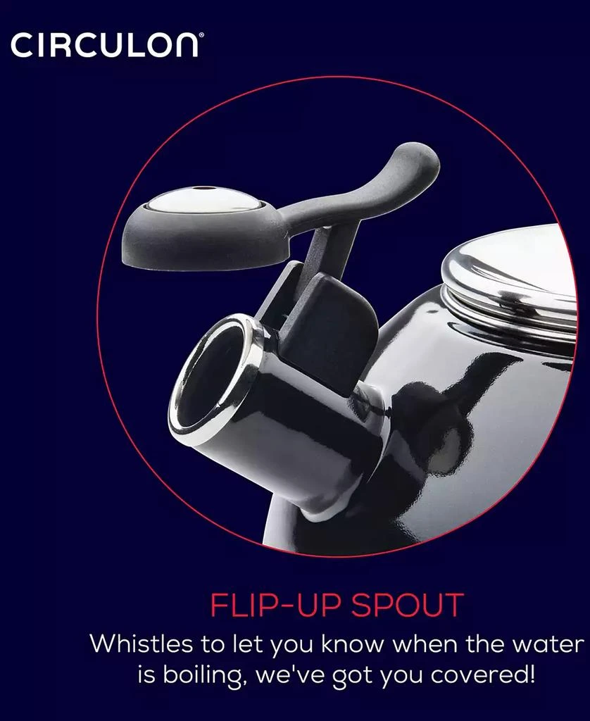 Circulon Enamel on Steel 2-Qt. Whistling Teakettle with Flip-Up Spout 3