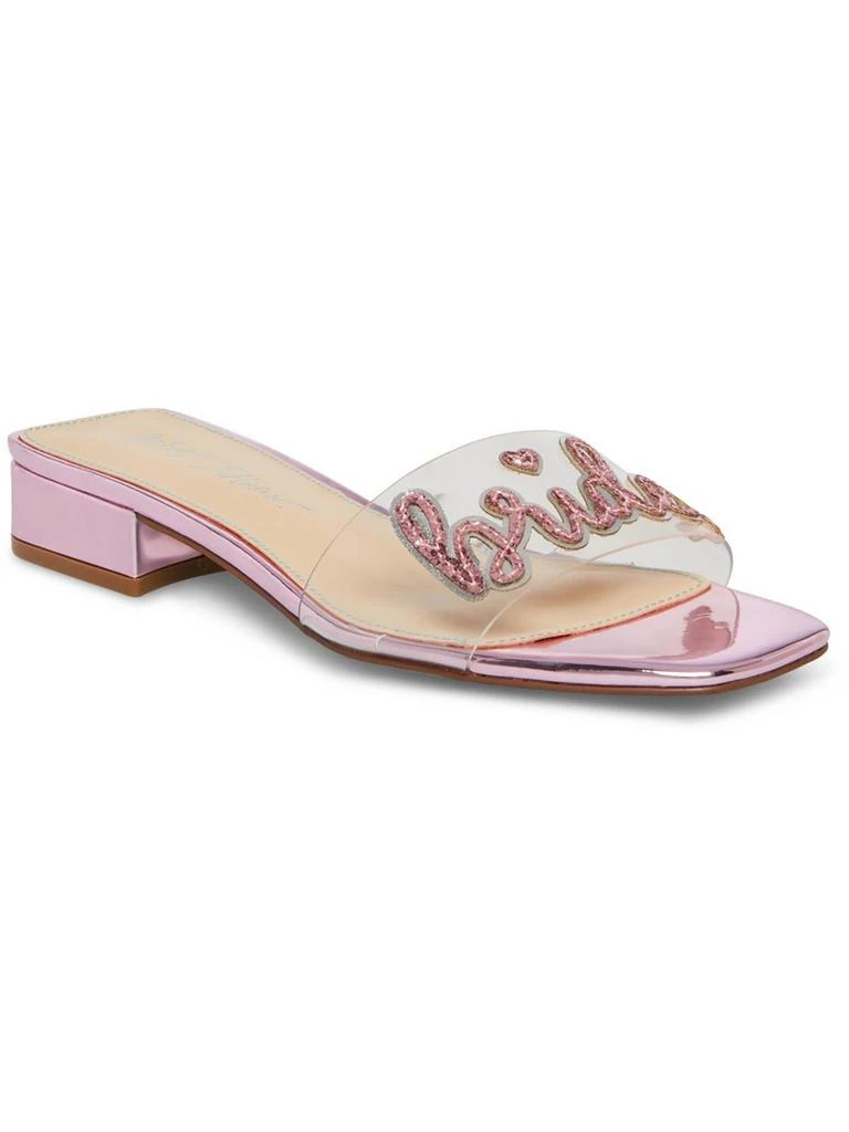 Betsey Johnson Mint Womens Patent Metallic Slide Sandals 1