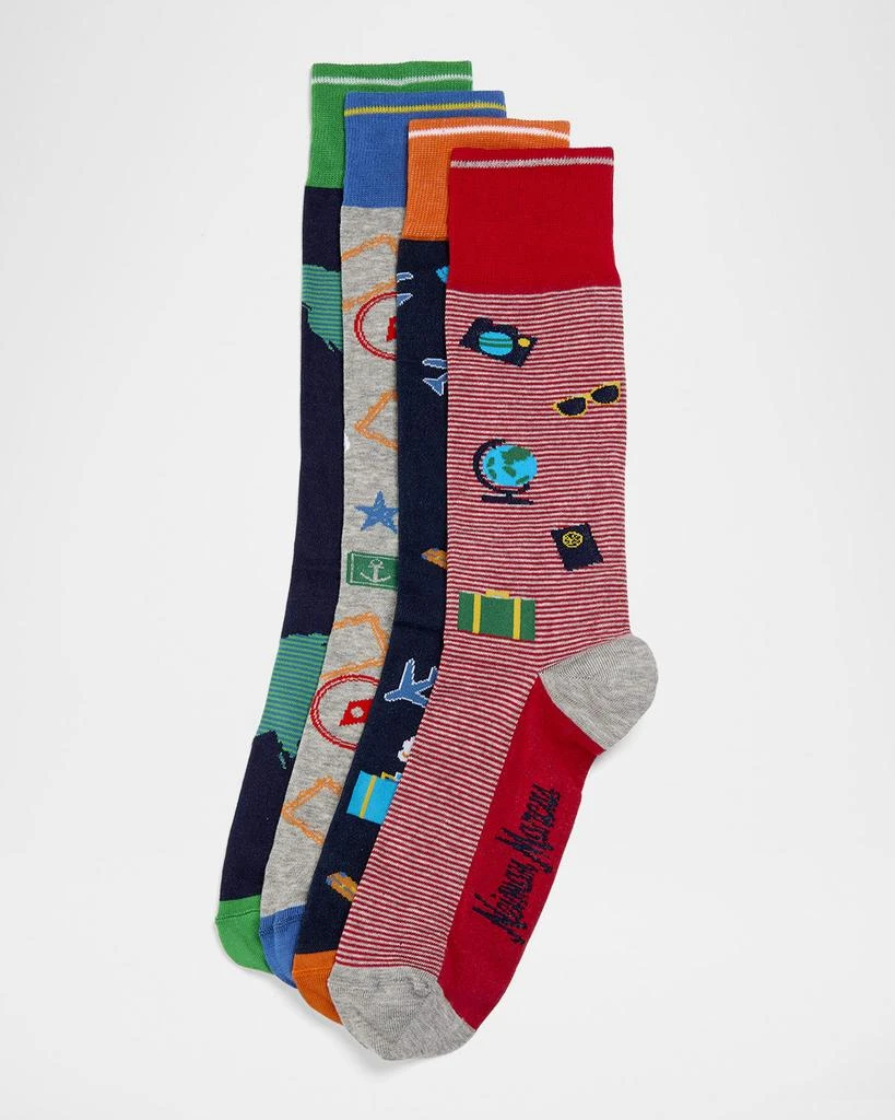 Neiman Marcus Men
s Travel 4-Pack Crew Socks, Boxed Gift Set