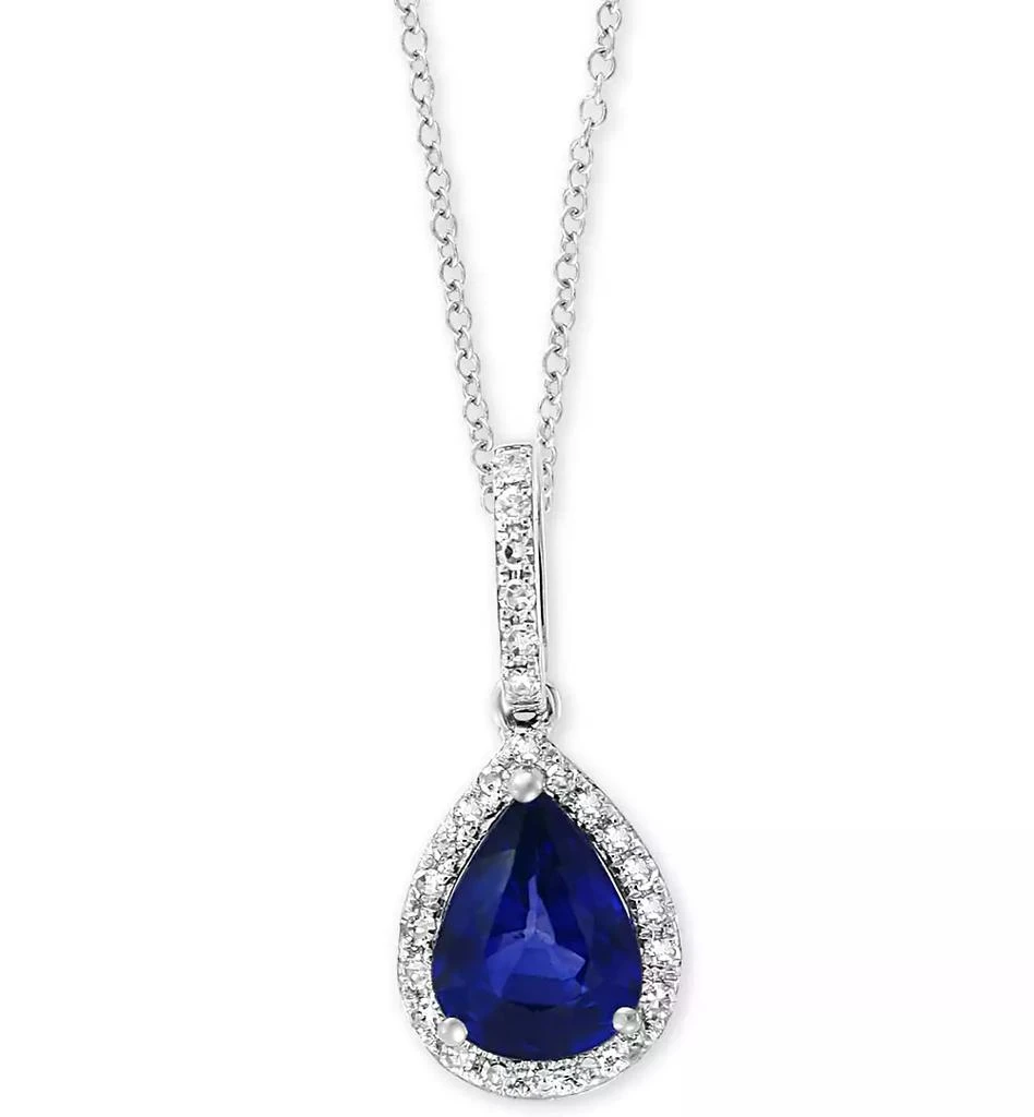 EFFY Collection EFFY® Sapphire (1 ct. t.w.) & Diamond (1/8 ct. t.w.) 18" Pendant Necklace in 14k White Gold 1