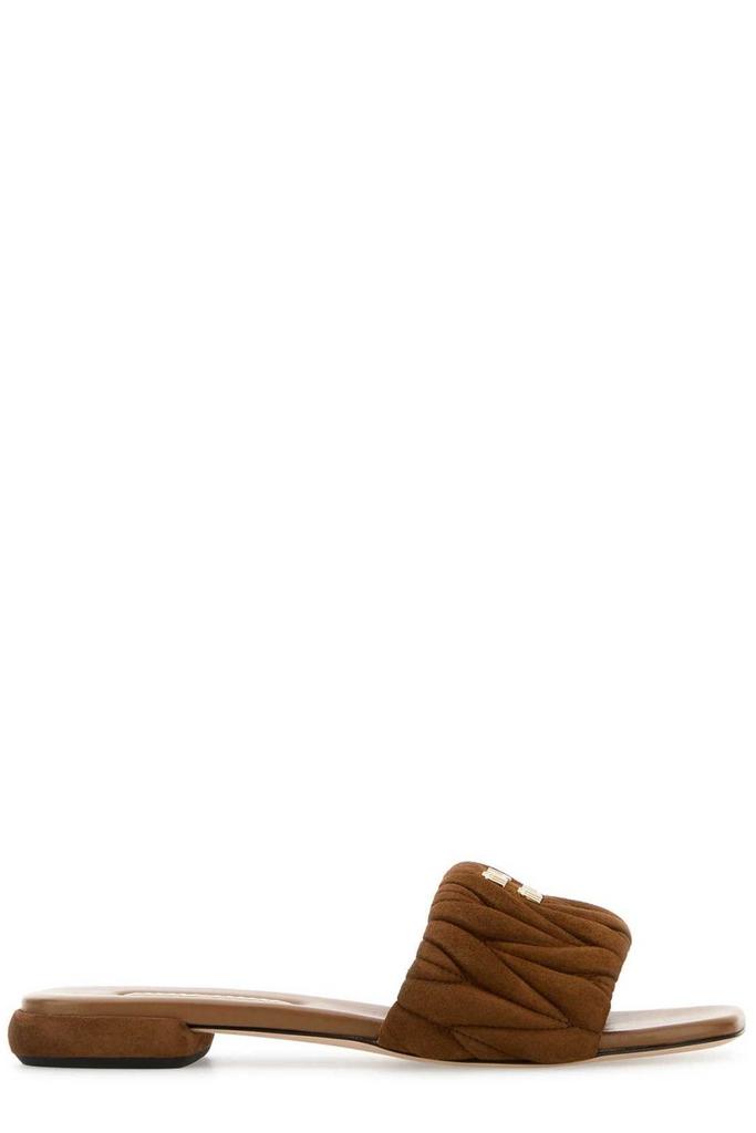 サンダル・ミュール MIU MIU Olive Green Suede Slippers Miu Miu OLIVE GREEN SUEDE SLIPPERS - Slippers - Compare
